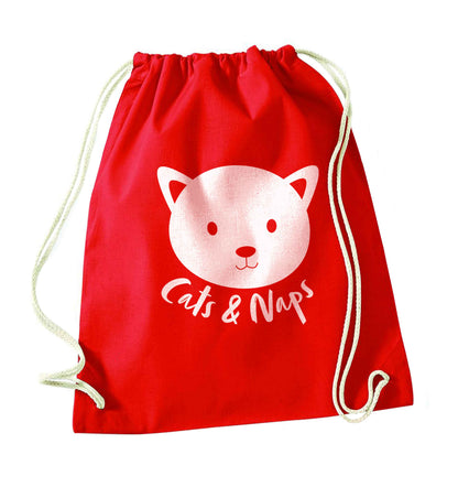 Cats and naps Kit red drawstring bag 