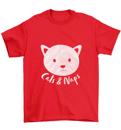 Cats and naps Kit Children's red Tshirt 12-13 Years