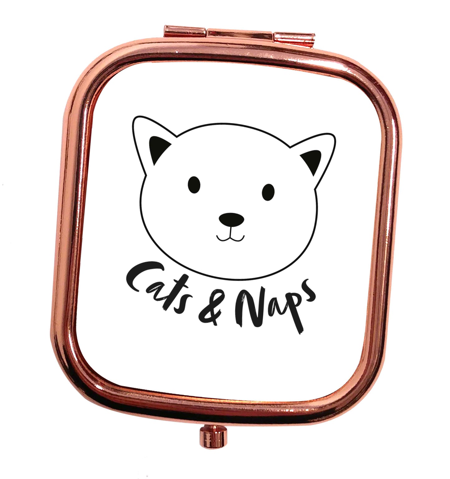 Cats and naps Kit rose gold square pocket mirror