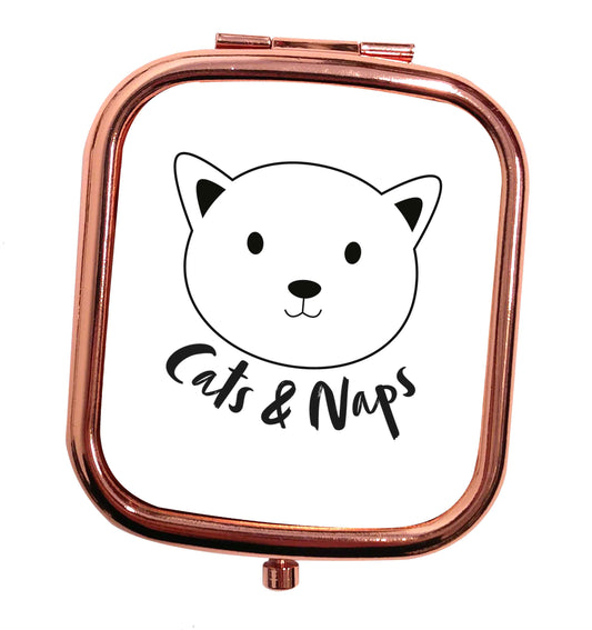 Cats and naps Kit rose gold square pocket mirror