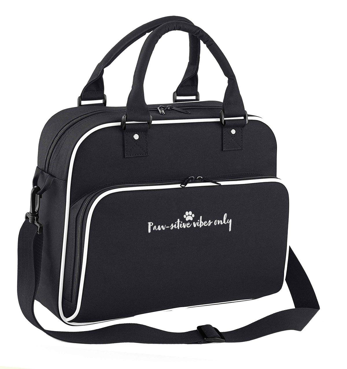Pawsitive vibes only Kit children's dance bag black with white detail