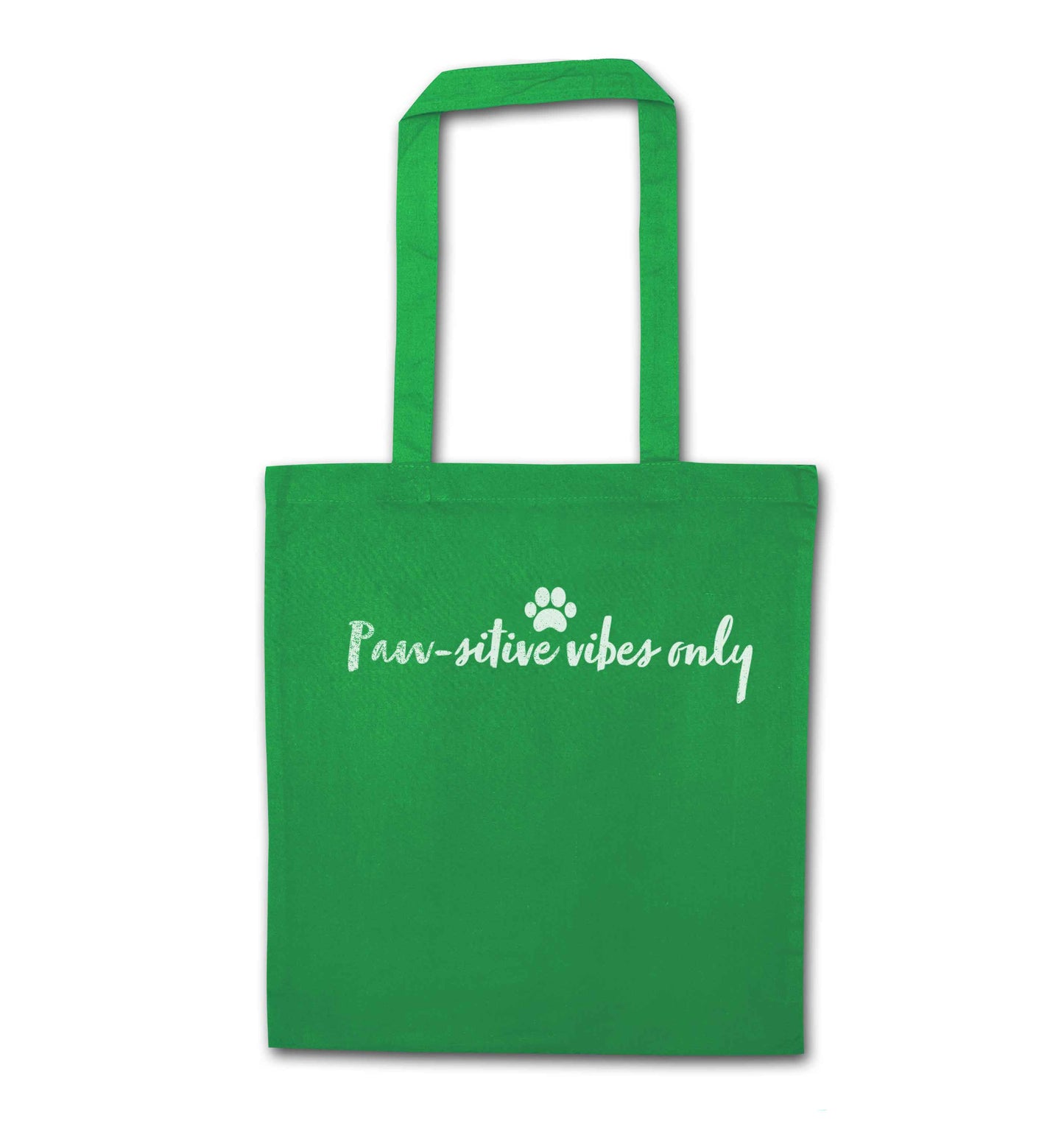 Pawsitive vibes only Kit green tote bag