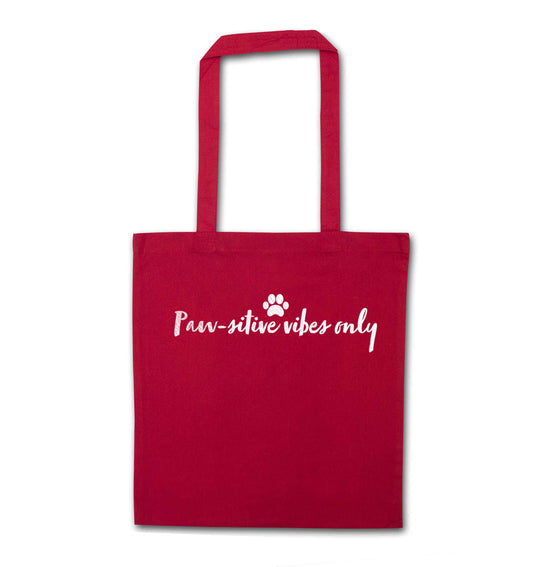 Pawsitive vibes only Kit red tote bag