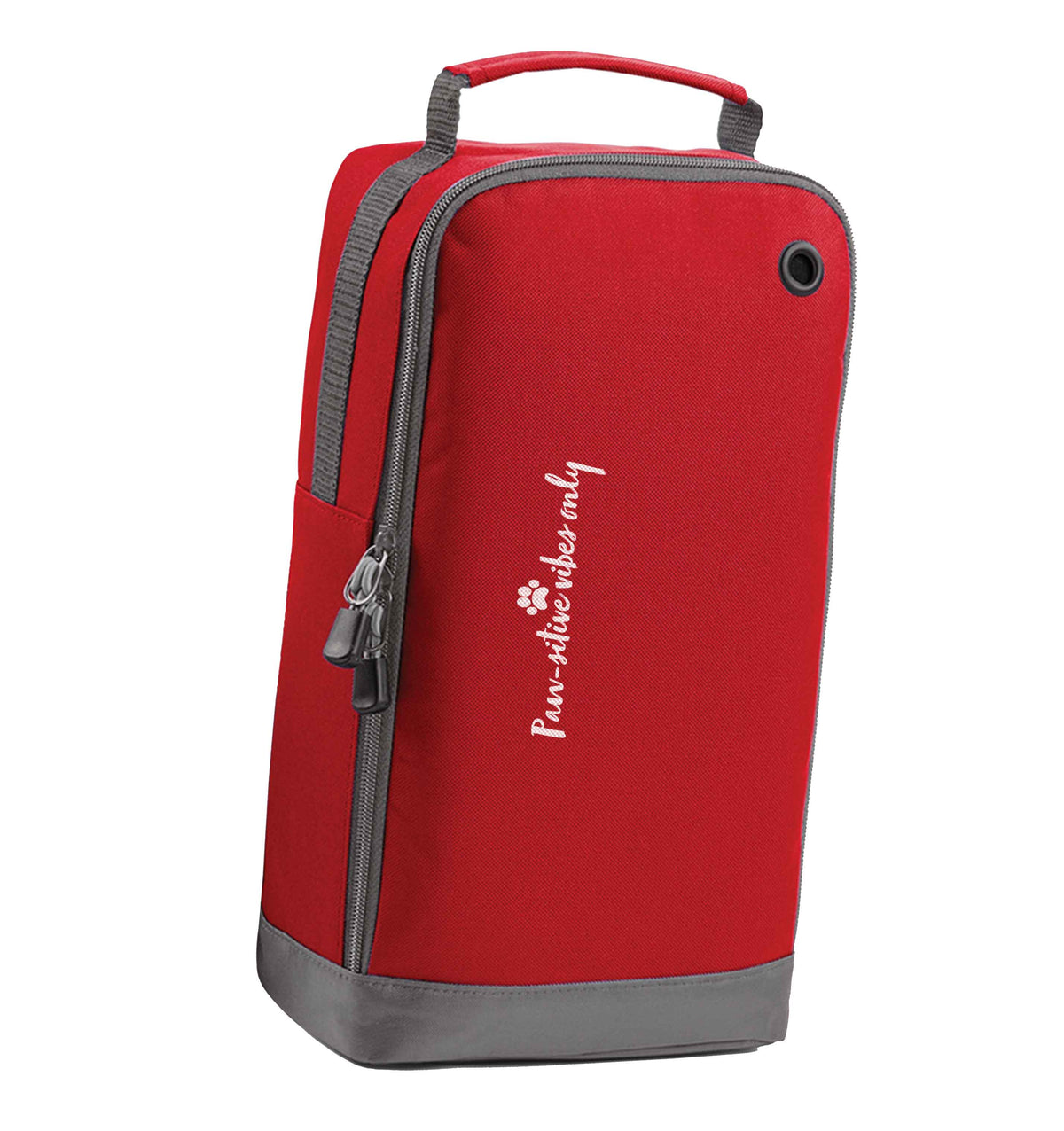 Pawsitive vibes only Kit red sports shoe bag horizontal print