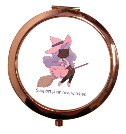Support your local witches Kit rose gold circle pocket mirror