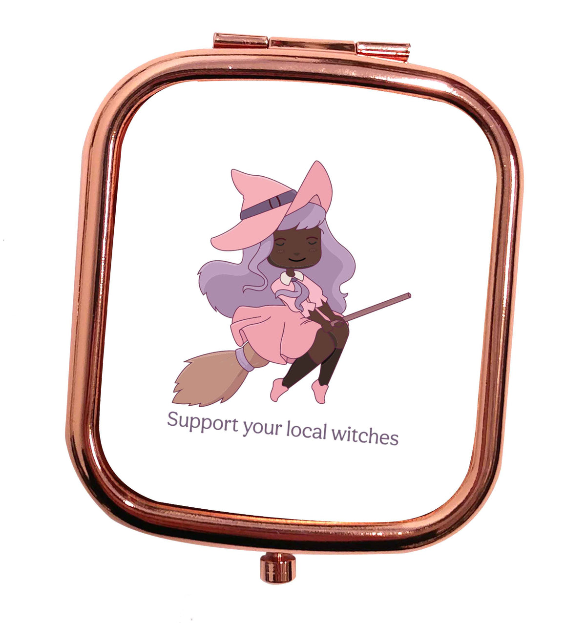 Support your local witches Kit rose gold square pocket mirror