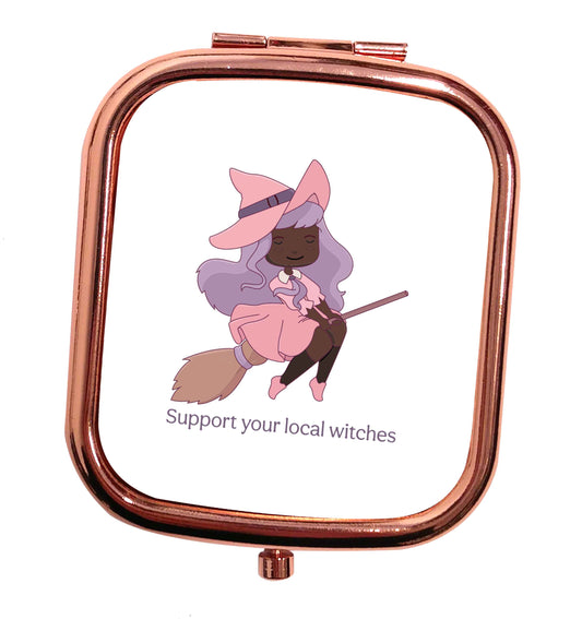 Support your local witches Kit rose gold square pocket mirror
