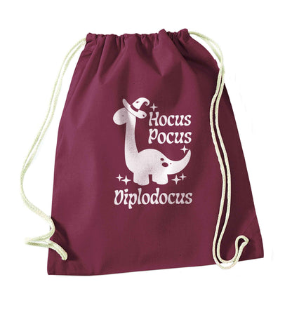 Hocus pocus diplodocus Kit maroon drawstring bag