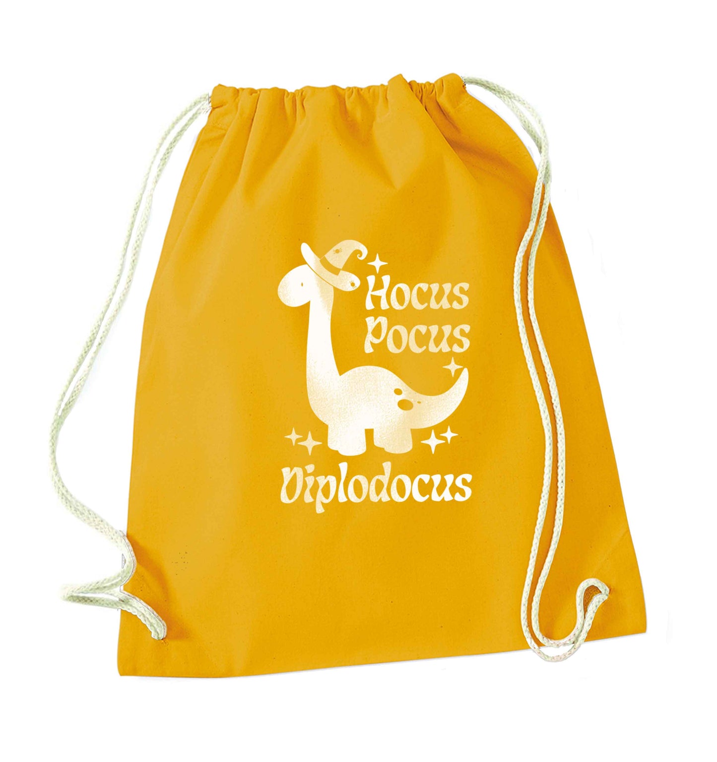 Hocus pocus diplodocus Kit mustard drawstring bag