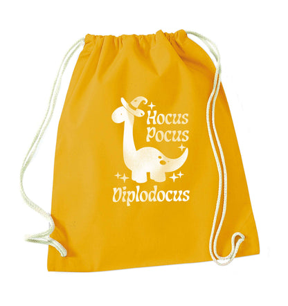 Hocus pocus diplodocus Kit mustard drawstring bag