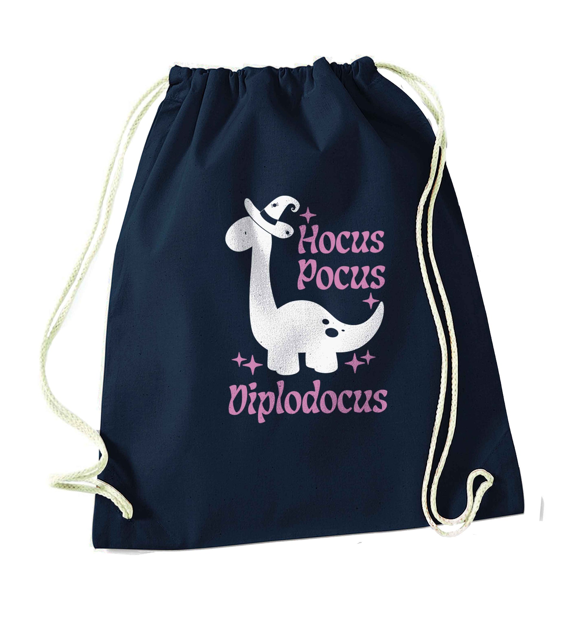 Hocus pocus diplodocus Kit navy drawstring bag