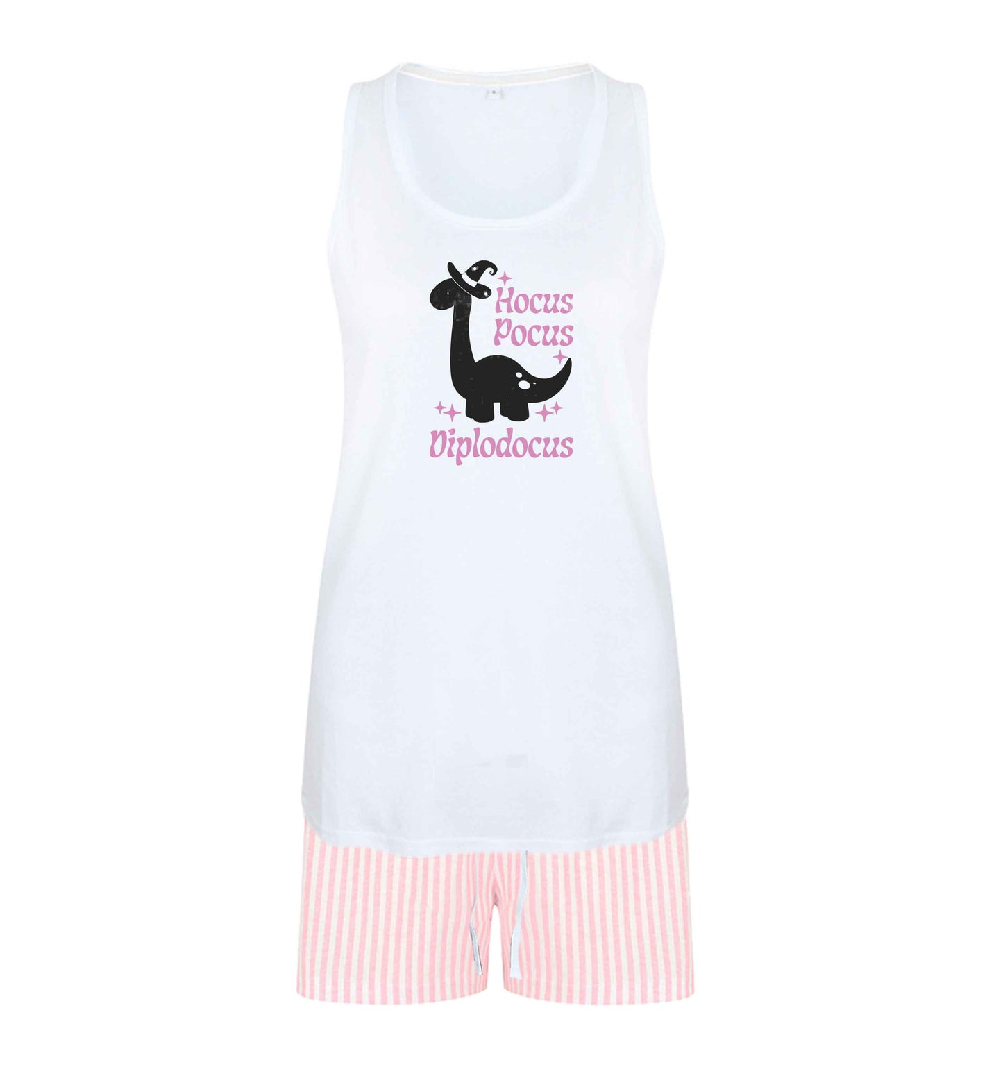 Hocus pocus diplodocus Kit size XL women's pyjama shorts set in pink 