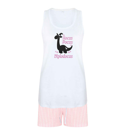 Hocus pocus diplodocus Kit size XL women's pyjama shorts set in pink 