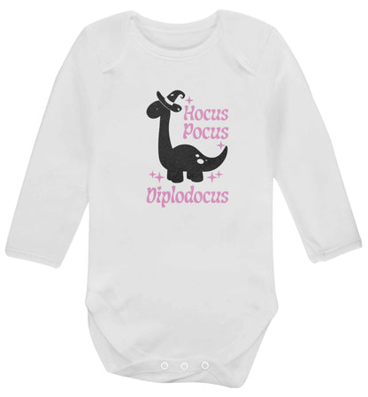 Hocus pocus diplodocus Kit baby vest long sleeved white 6-12 months