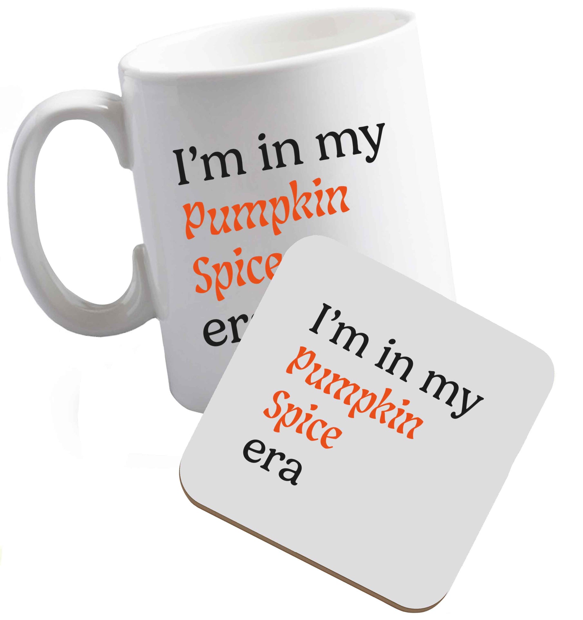 10 oz I'm in my pumpkin spice era Kit ceramic mug and coaster set right handed