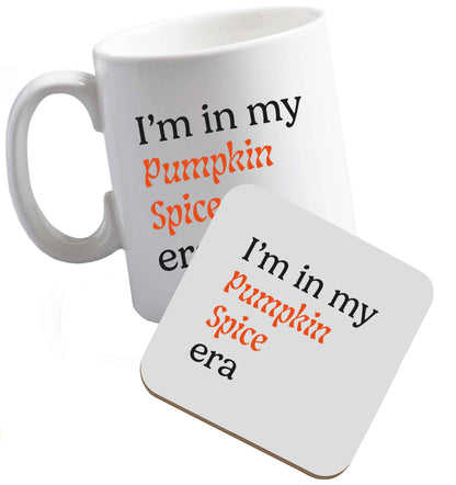 10 oz I'm in my pumpkin spice era Kit ceramic mug and coaster set right handed
