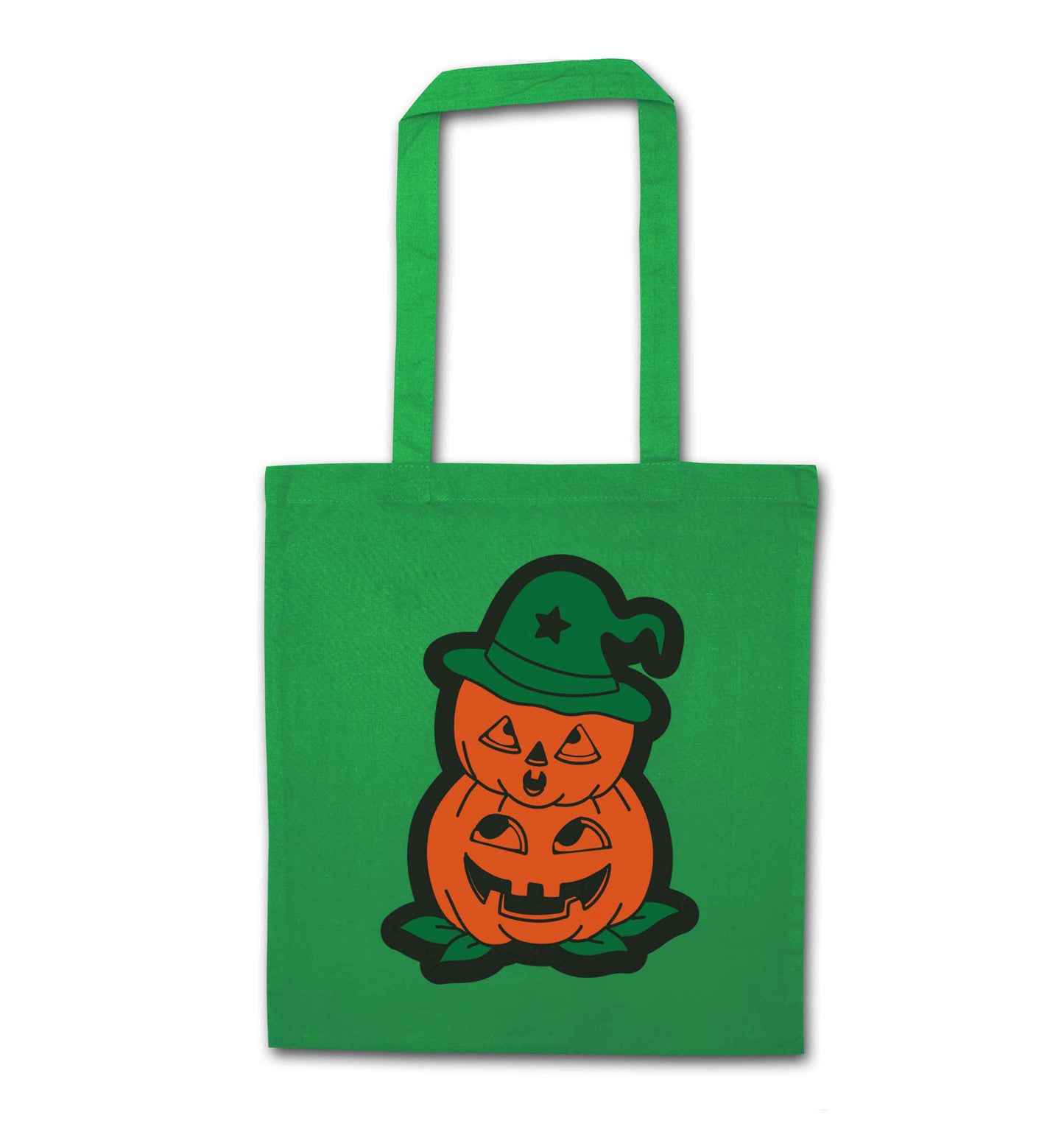 Pumpkin stack Kit green tote bag