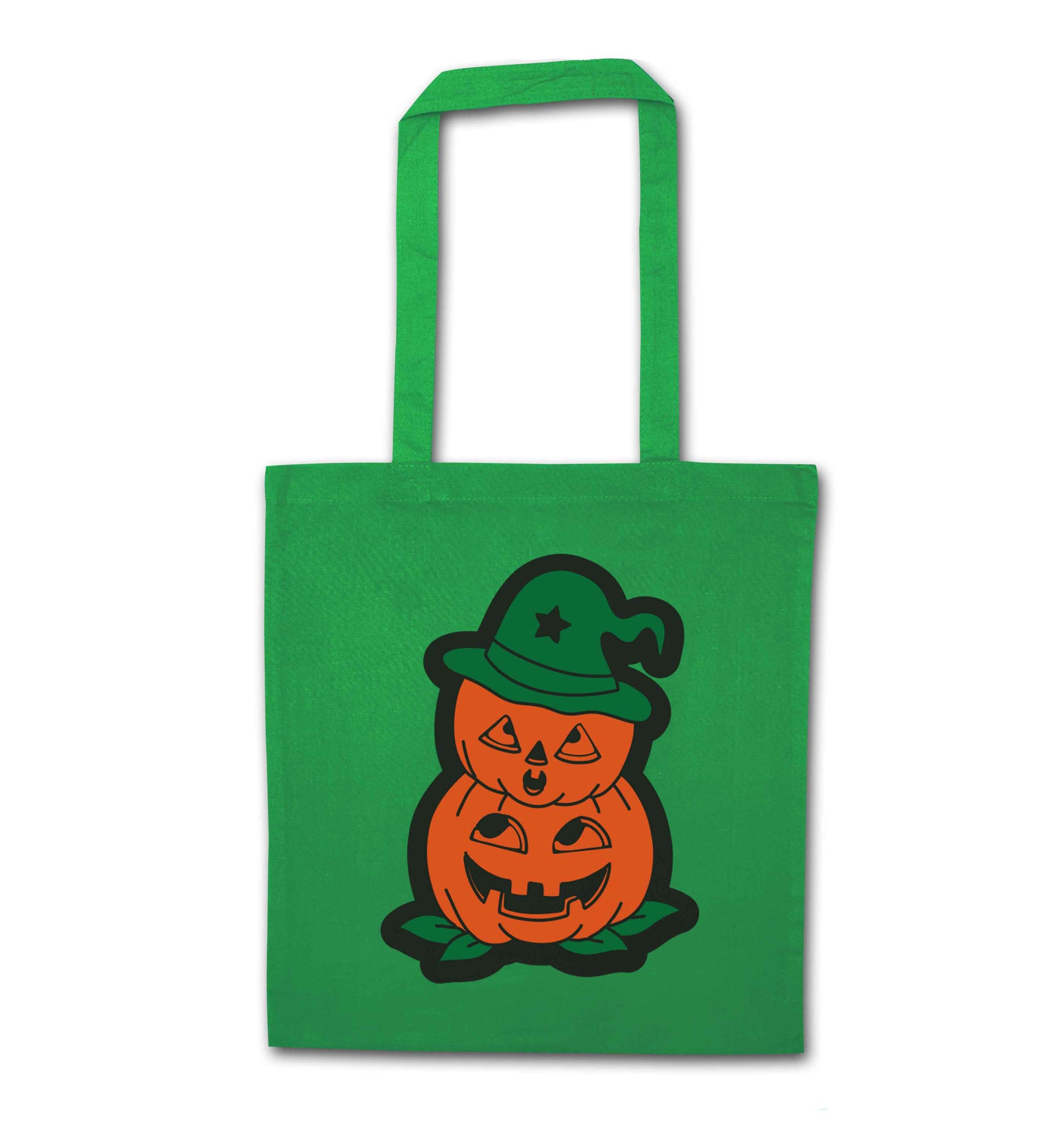 Pumpkin stack Kit green tote bag