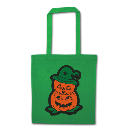 Pumpkin stack Kit green tote bag