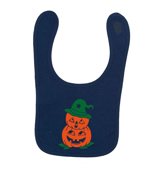 Pumpkin stack Kit navy baby bib