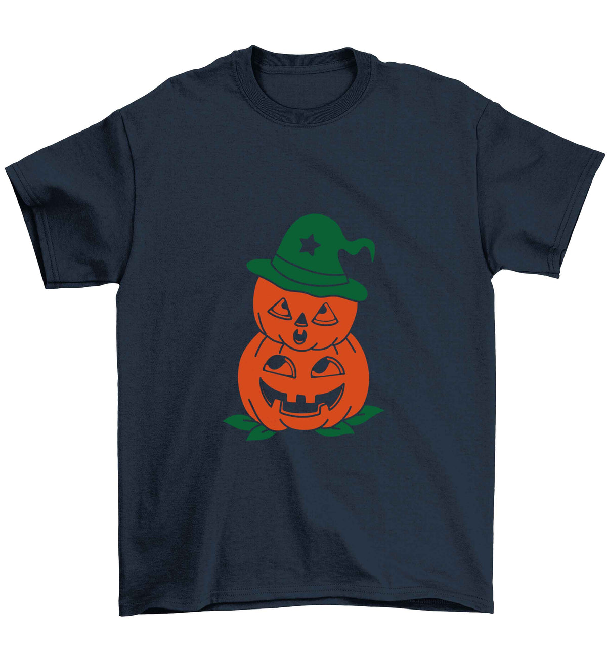 Pumpkin stack Kit Children's navy Tshirt 12-13 Years