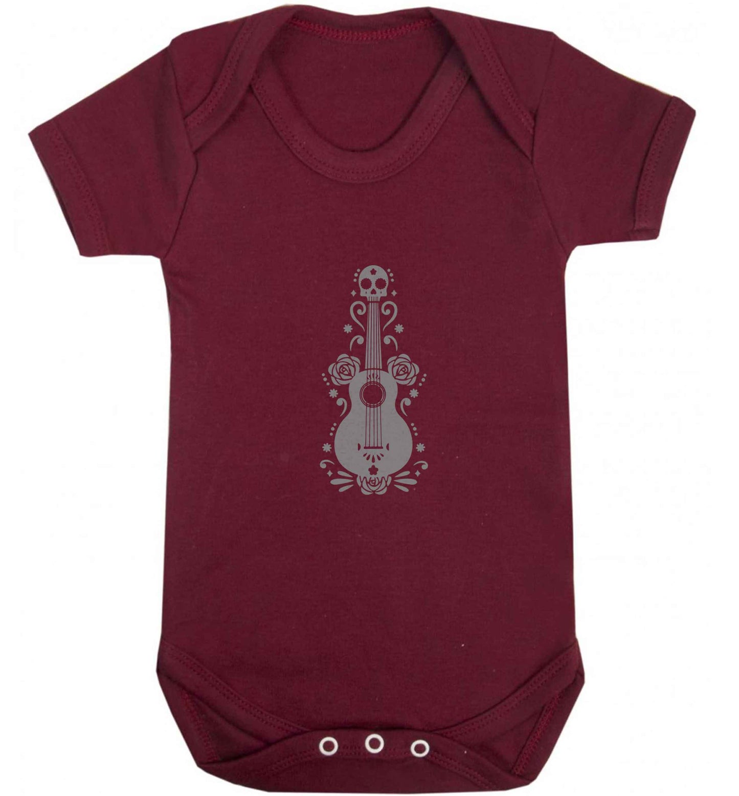 Guitar skull illustration baby vest maroon 18-24 months