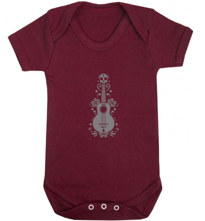 Guitar skull illustration baby vest maroon 18-24 months