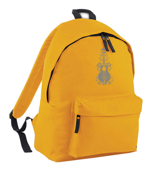 Guitar skull illustration mustard adults backpack