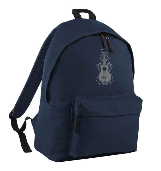 Guitar skull illustration navy children's backpack