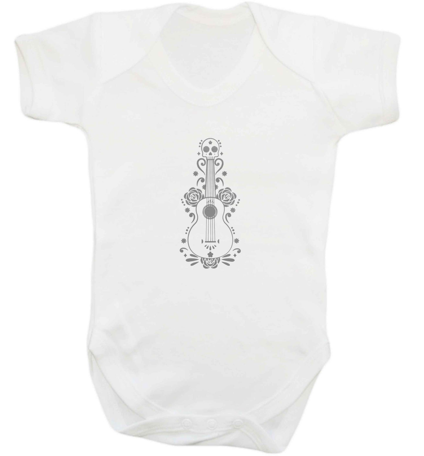 Guitar skull illustration baby vest white 18-24 months