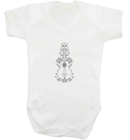 Guitar skull illustration baby vest white 18-24 months