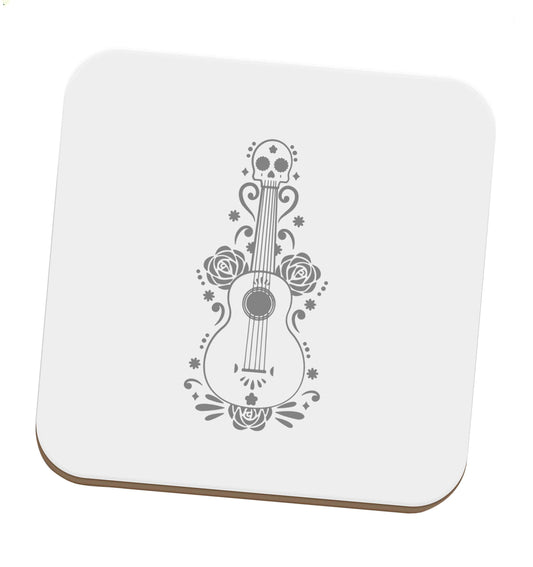 Guitar skull illustration set of four coasters