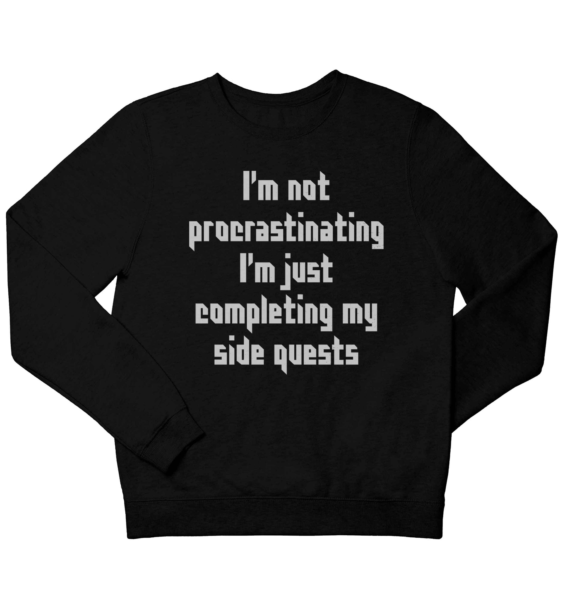 I'm not procrastinating I'm just completing my side quests children's black sweater 12-13 Years