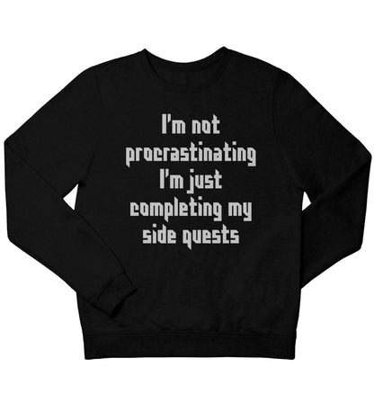 I'm not procrastinating I'm just completing my side quests children's black sweater 12-13 Years