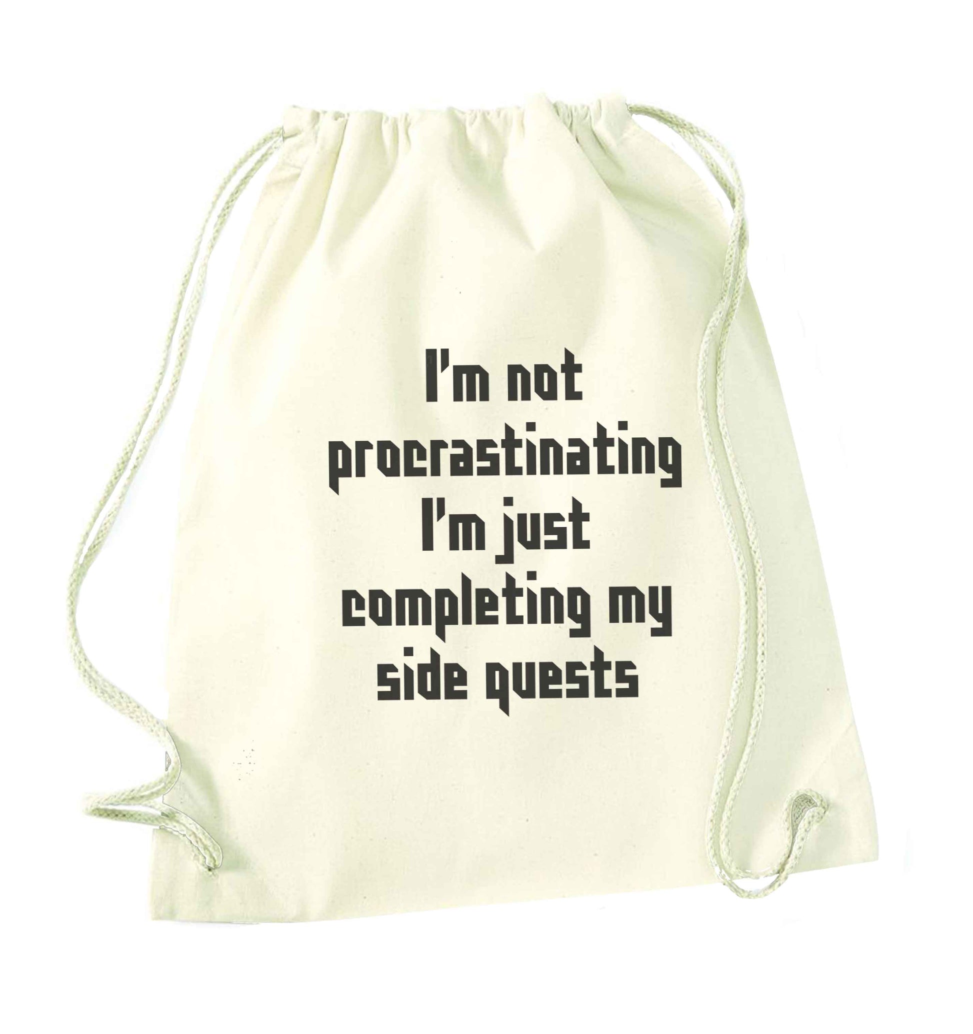 I'm not procrastinating I'm just completing my side quests natural drawstring bag