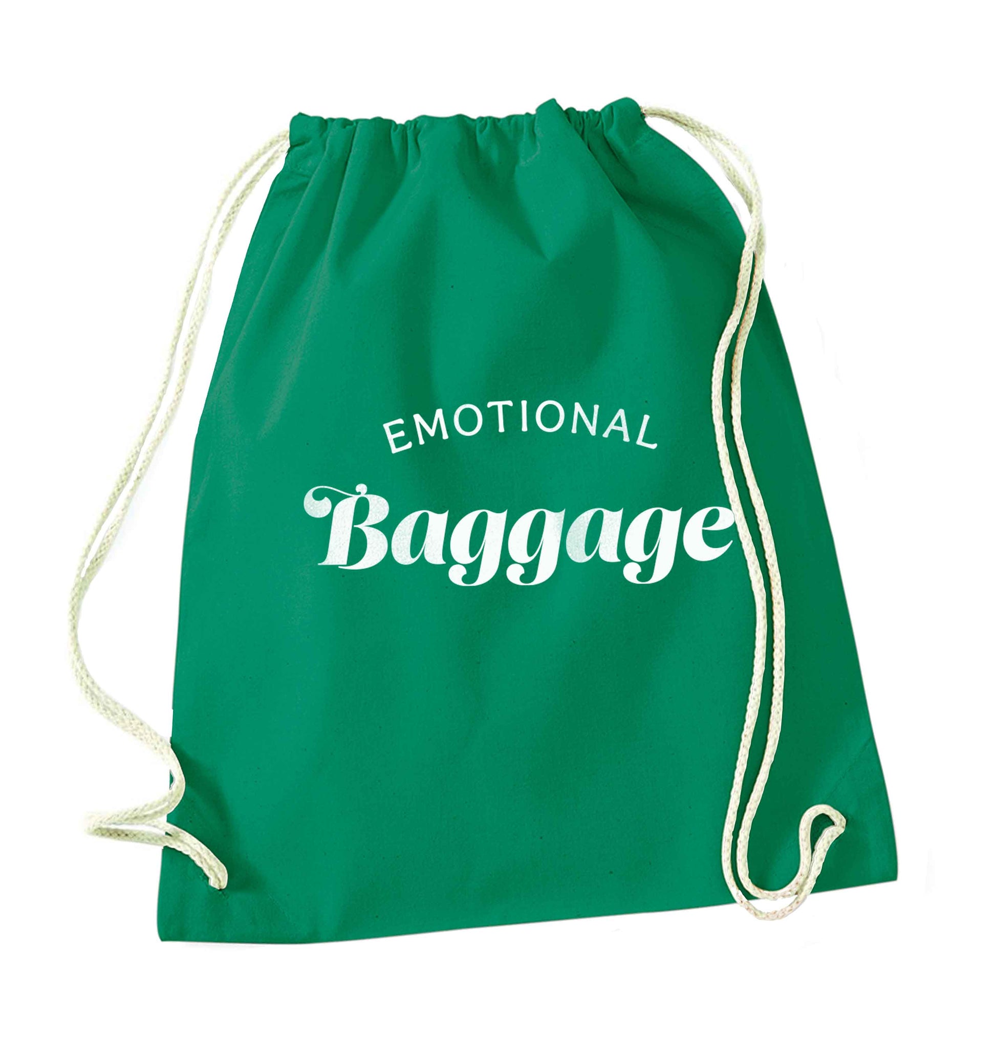Emotional baggage green drawstring bag
