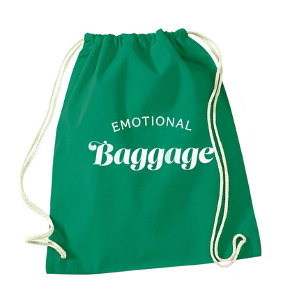 Emotional baggage green drawstring bag