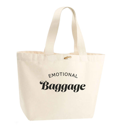 Emotional baggage organic cotton premium tote bag with wooden toggle in natural