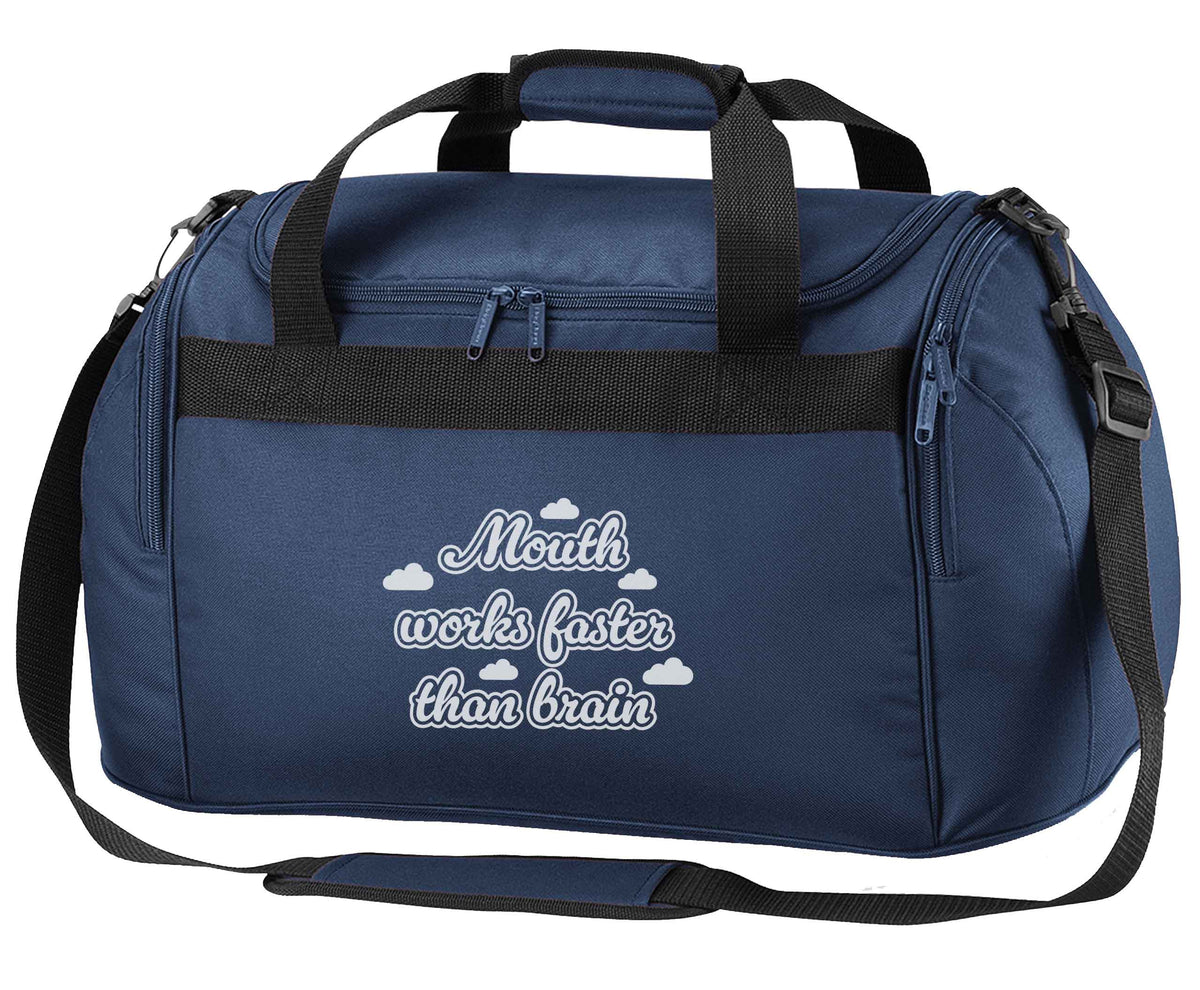 Mouth works faster than brain navy holdall / duffel bag