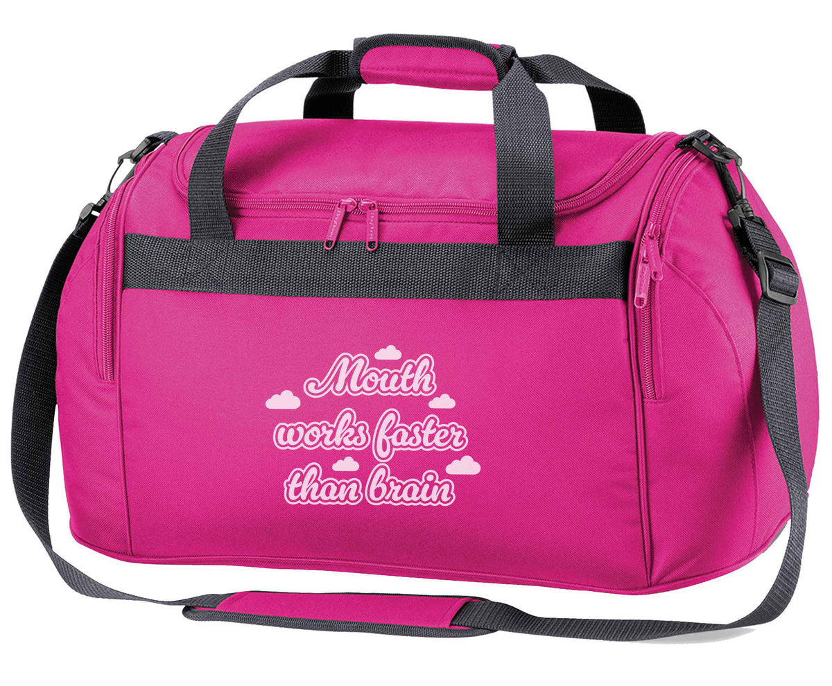 Mouth works faster than brain pink holdall / duffel bag
