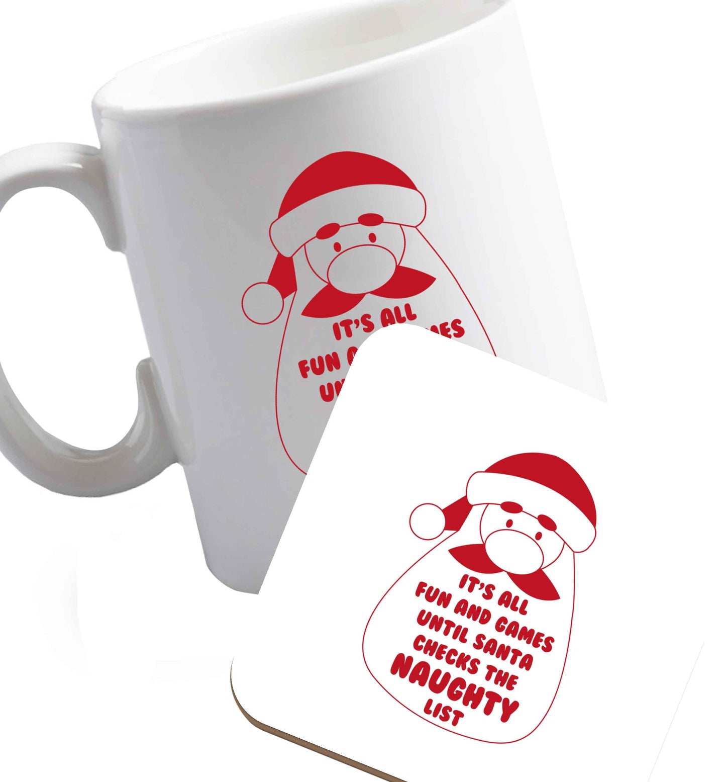 10 oz Favourite Type Pan Pancake ceramic mug and coaster set right handed
