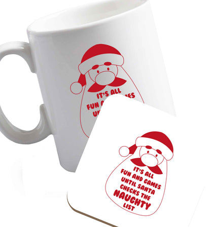 10 oz Favourite Type Pan Pancake ceramic mug and coaster set right handed