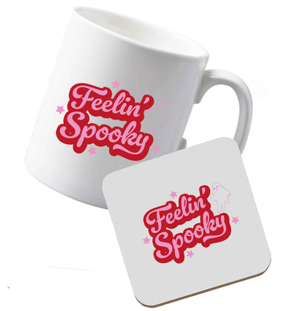 10 oz Ceramic mug and coaster Feelin' Spooky Kit both sides