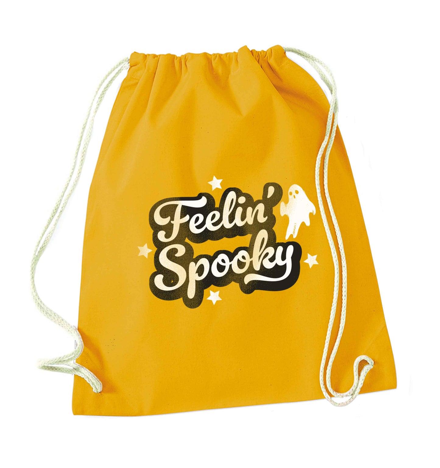 Feelin' Spooky Kit mustard drawstring bag