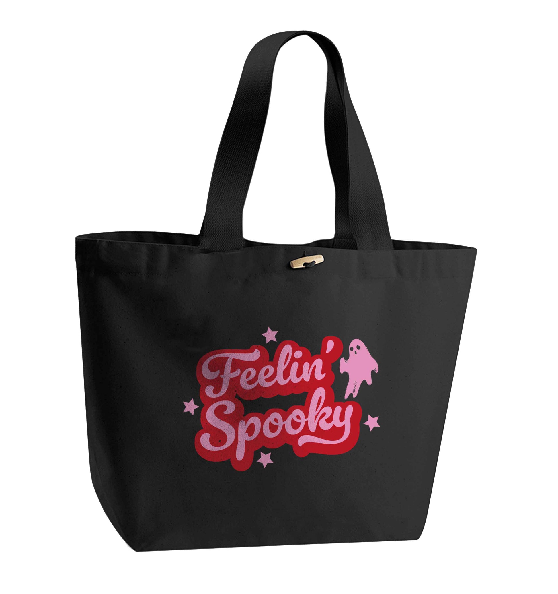 Feelin' Spooky Kit organic cotton premium tote bag with wooden toggle in black