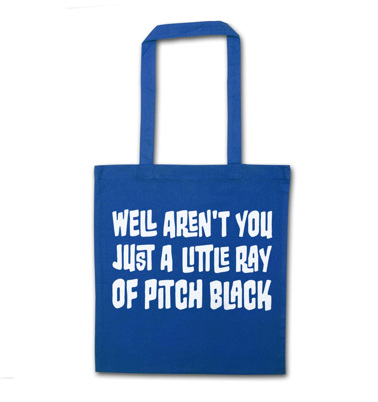 Well aren't you just a little ray of pitch black Kit blue tote bag