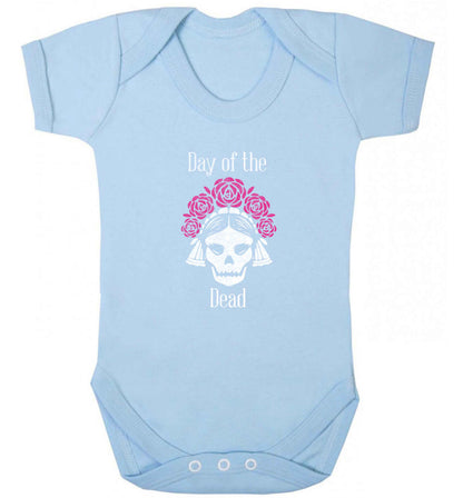 Day of the dead baby vest pale blue 18-24 months