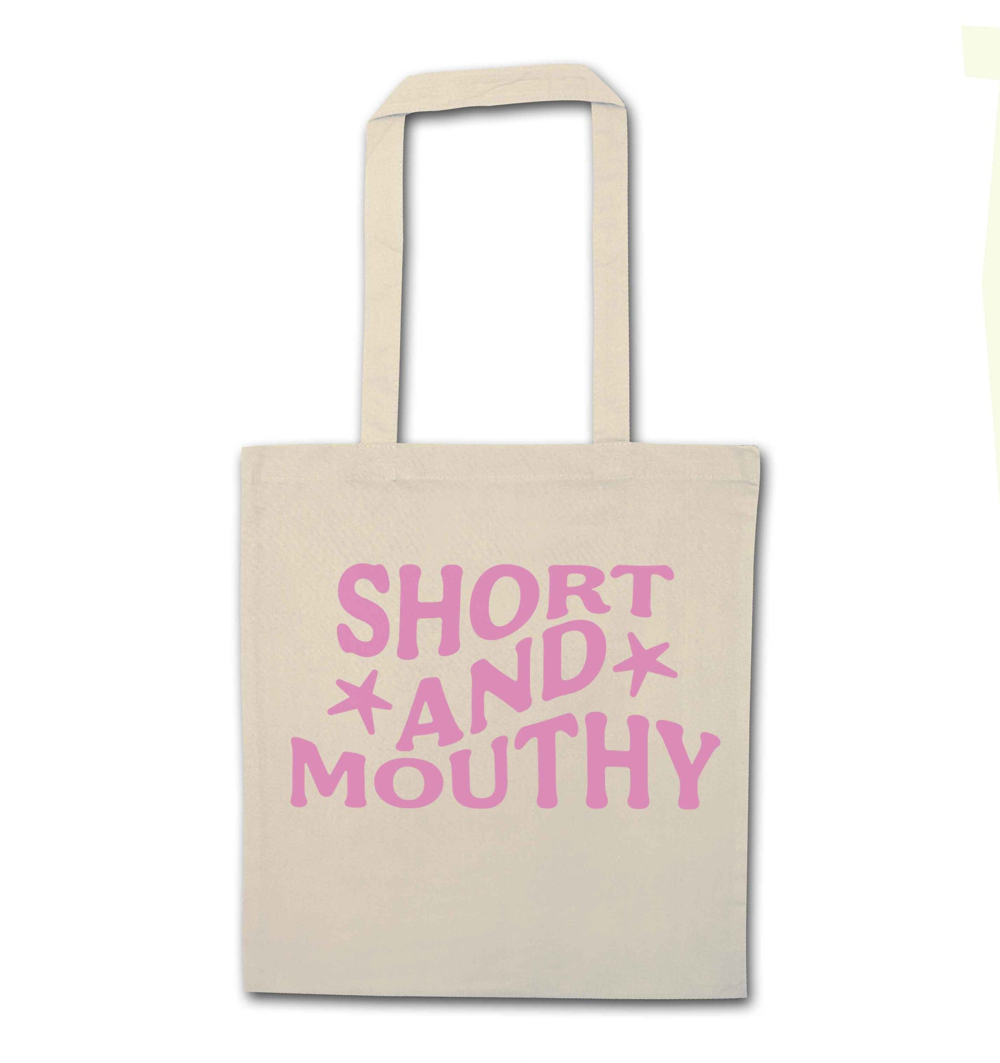 Short and mouthy natural tote bag