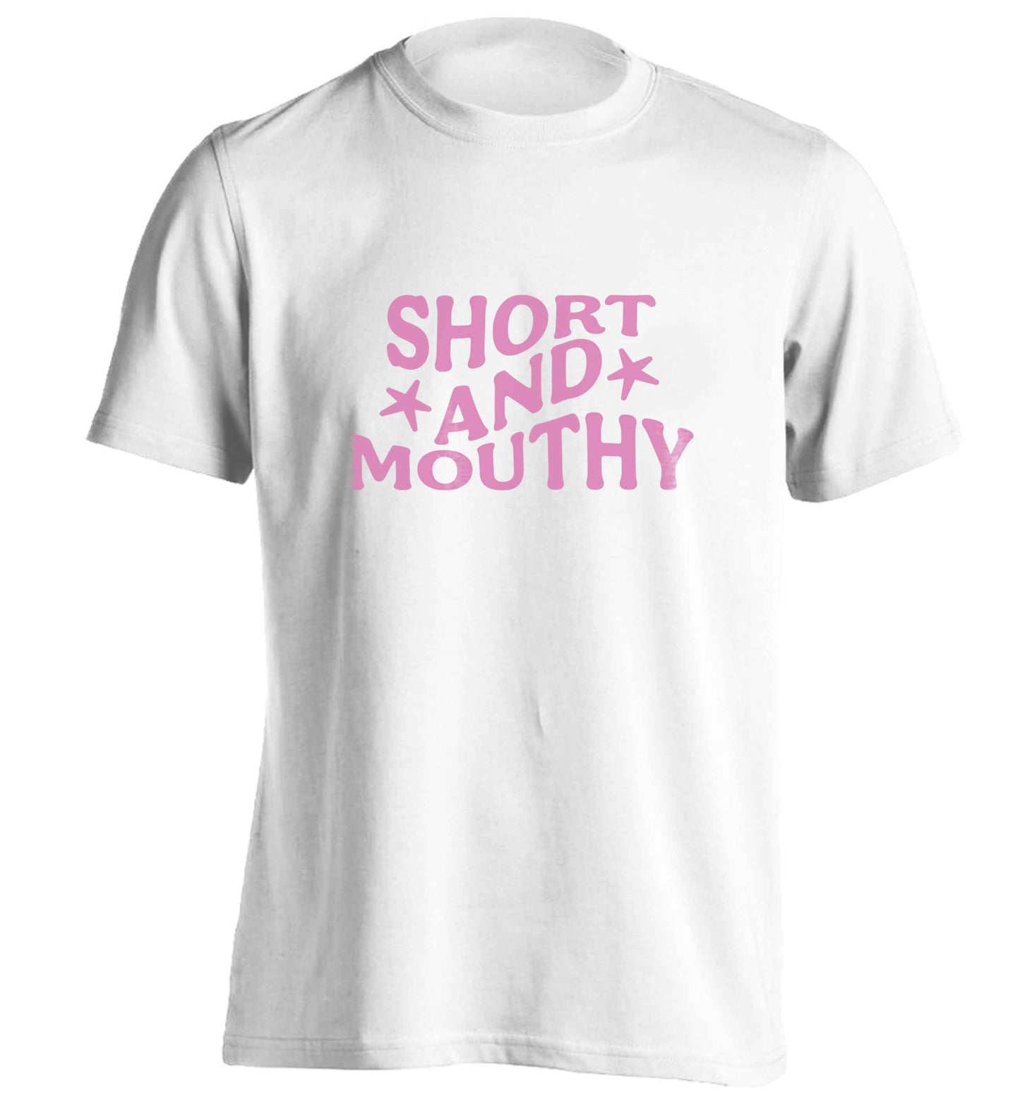 Short and mouthy adults unisex white Tshirt 2XL