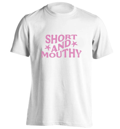 Short and mouthy adults unisex white Tshirt 2XL